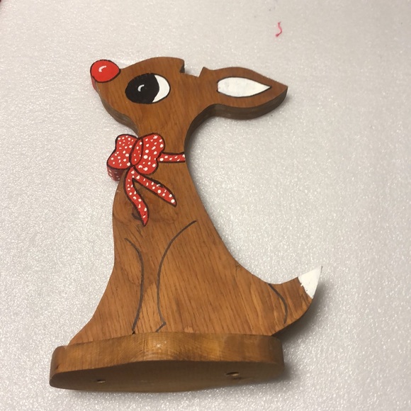 Vintage wooden Red nose Reindeer - Picture 9 of 14